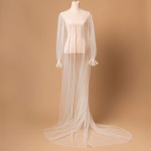 Bridal cape Sheer White Lace-Trimmed